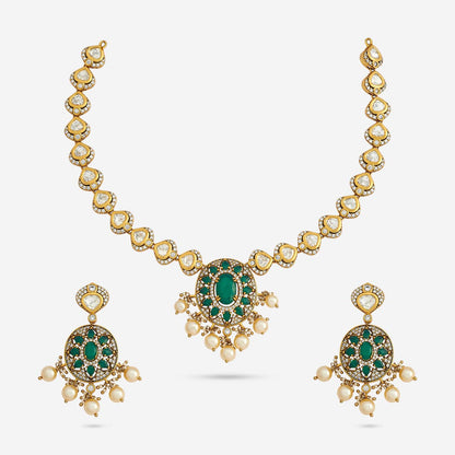 Kundan Polki Necklace Color Green Polish Victorian