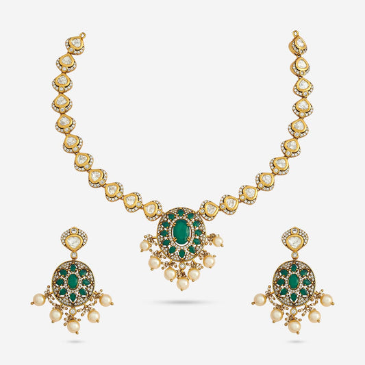 Kundan Polki Necklace Color Green Polish Victorian