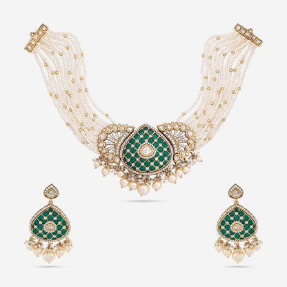 Kundan Polki Necklace Color Green Polish Victorian