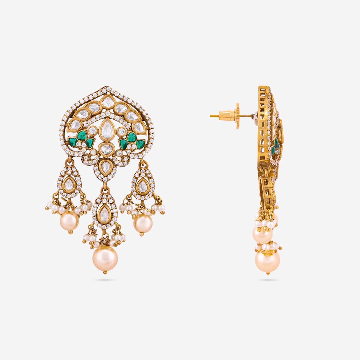 Kundan Polki Necklace Color Green Polish Victorian