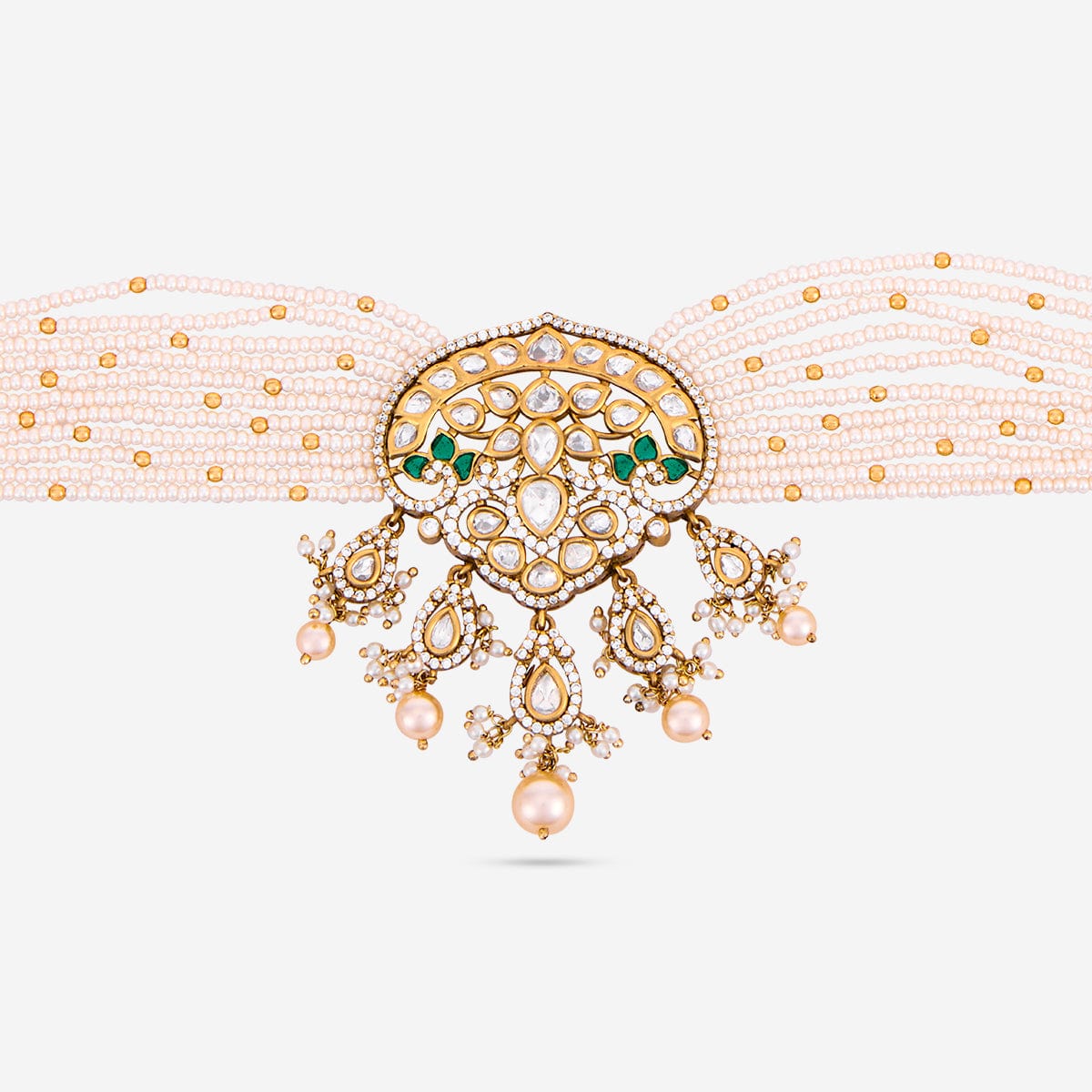 Kundan Polki Necklace Color Green Polish Victorian