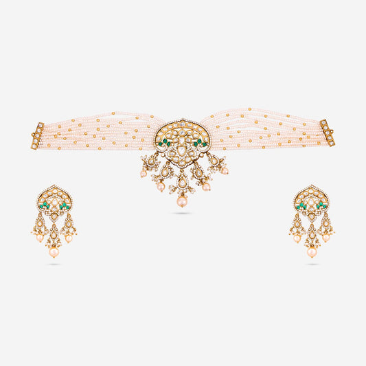 Kundan Polki Necklace Color Green Polish Victorian