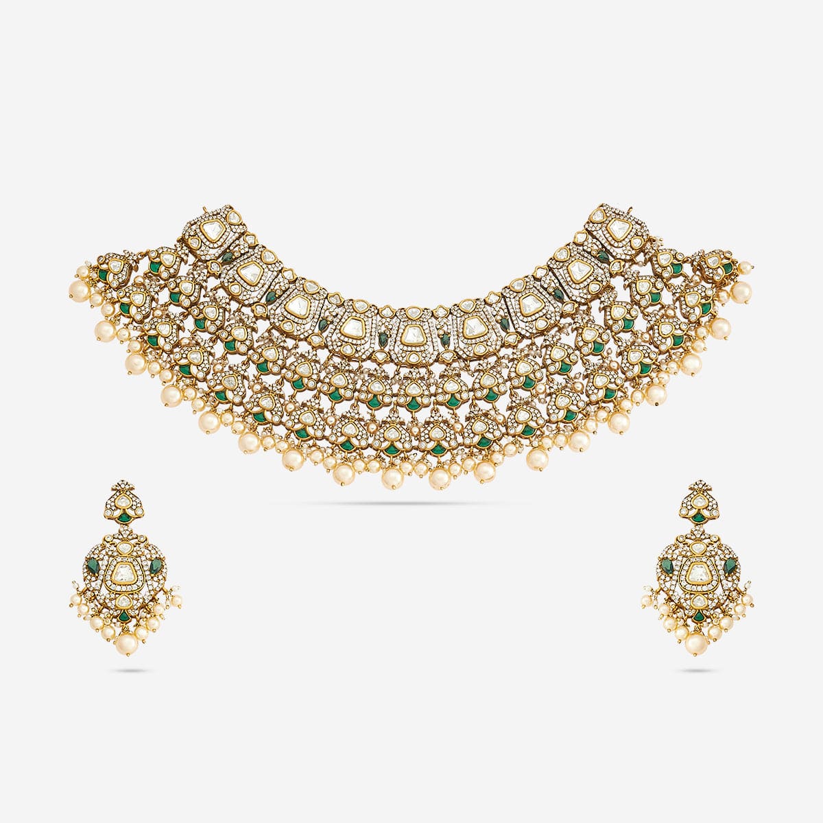 Kundan Polki Necklace Color Green Polish Victorian