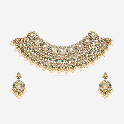 Kundan Polki Necklace Color Green Polish Victorian
