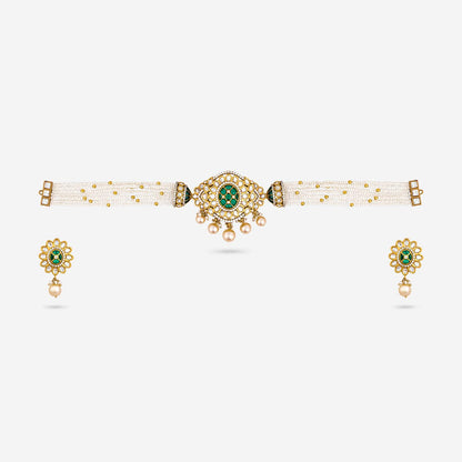 Kundan Polki Necklace Color Green Polish Victorian
