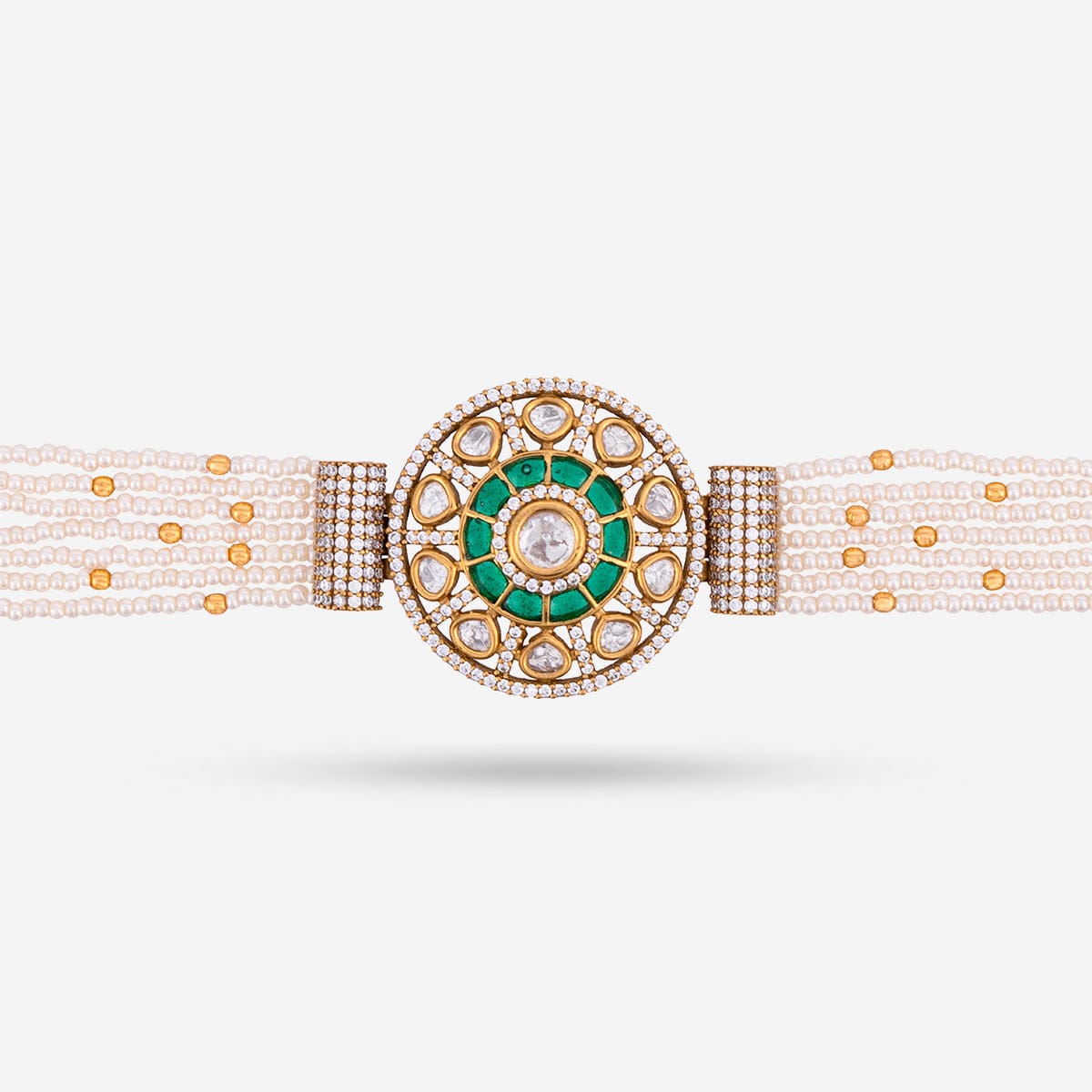 Kundan Polki Necklace Color Green Polish Victorian