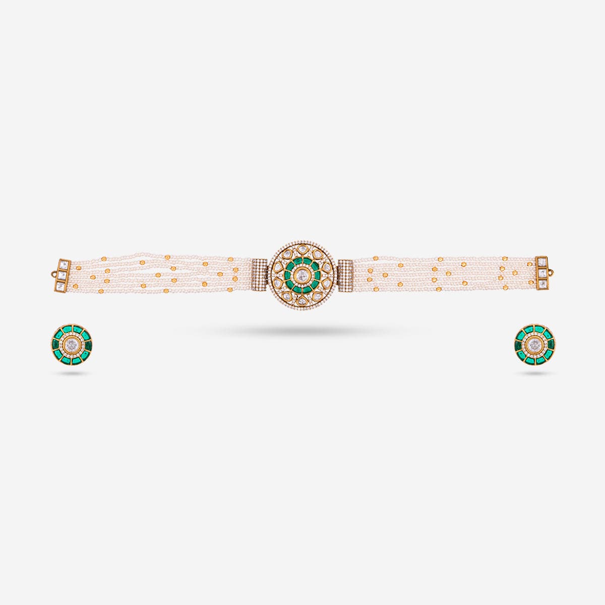 Kundan Polki Necklace Color Green Polish Victorian