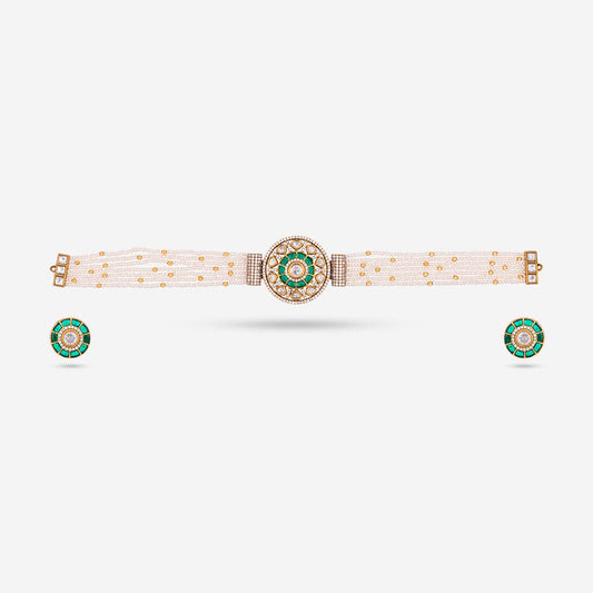 Kundan Polki Necklace Color Green Polish Victorian