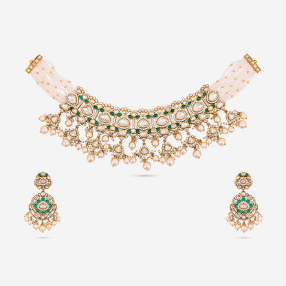 Kundan Polki Necklace Color Green Polish Victorian