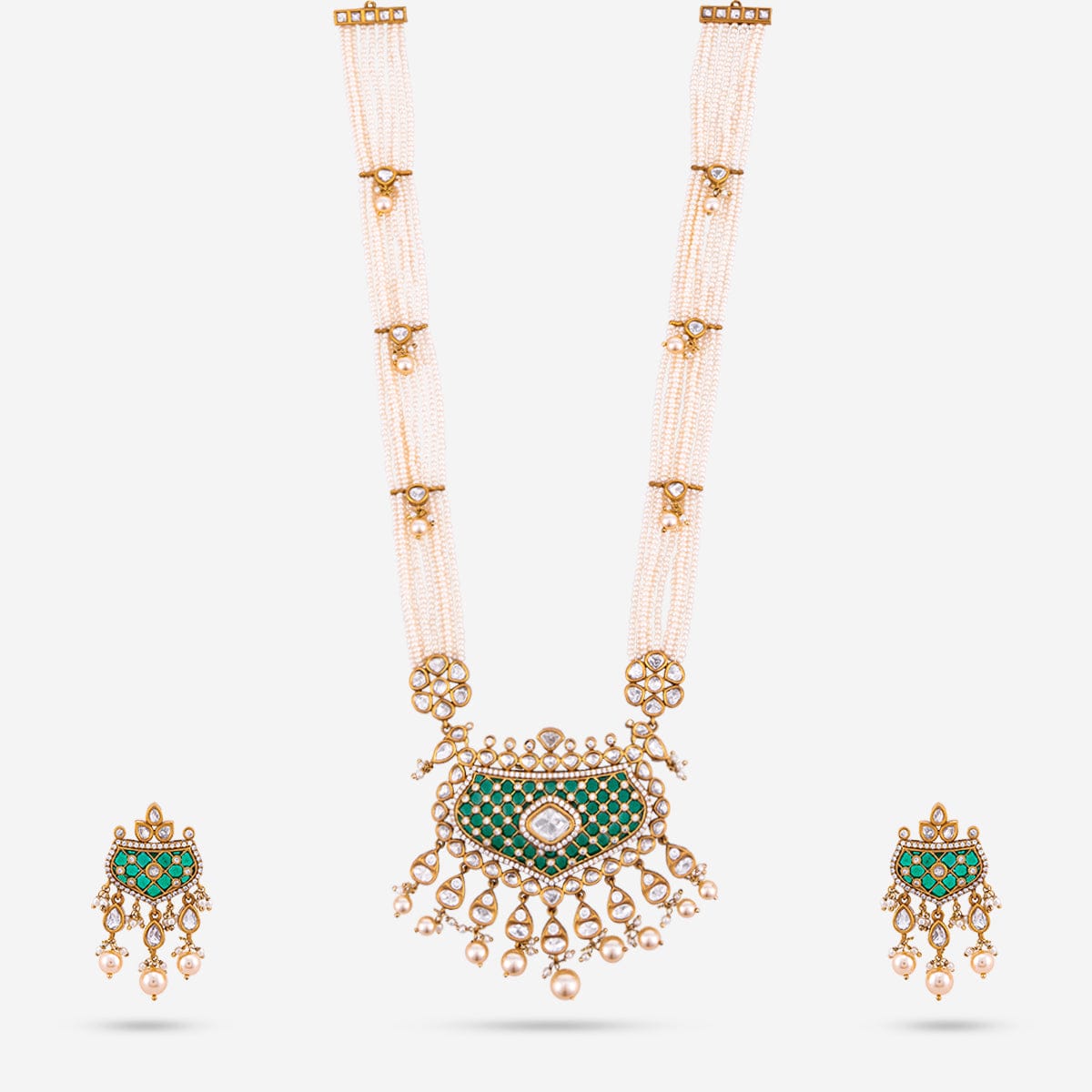 Kundan Polki Necklace Color Green Polish Victorian