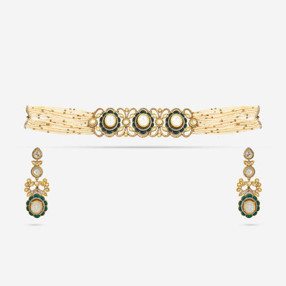 Kundan Polki Necklace Color Green Polish Victorian