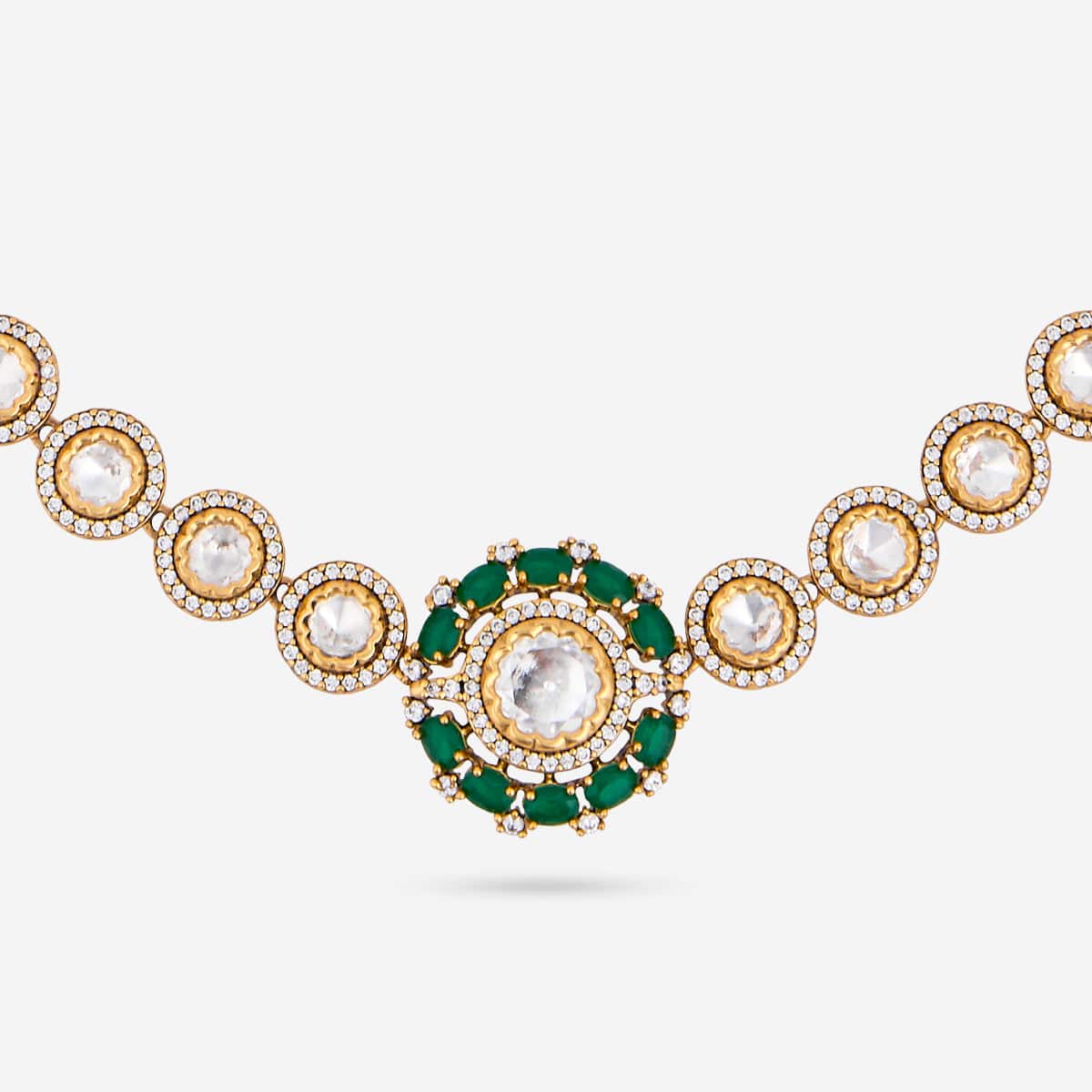 Kundan Polki Necklace Color Green Polish Victorian