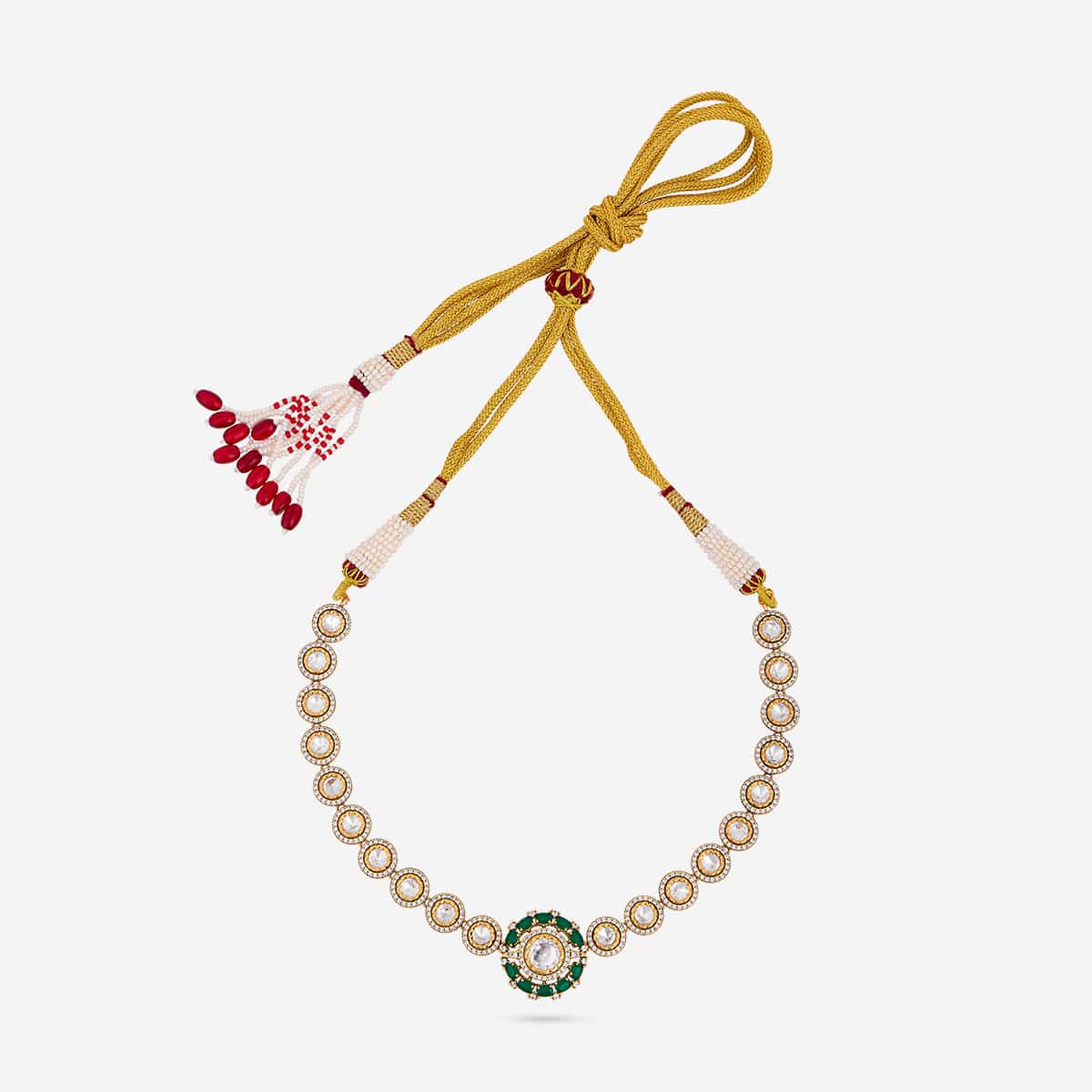 Kundan Polki Necklace Color Green Polish Victorian