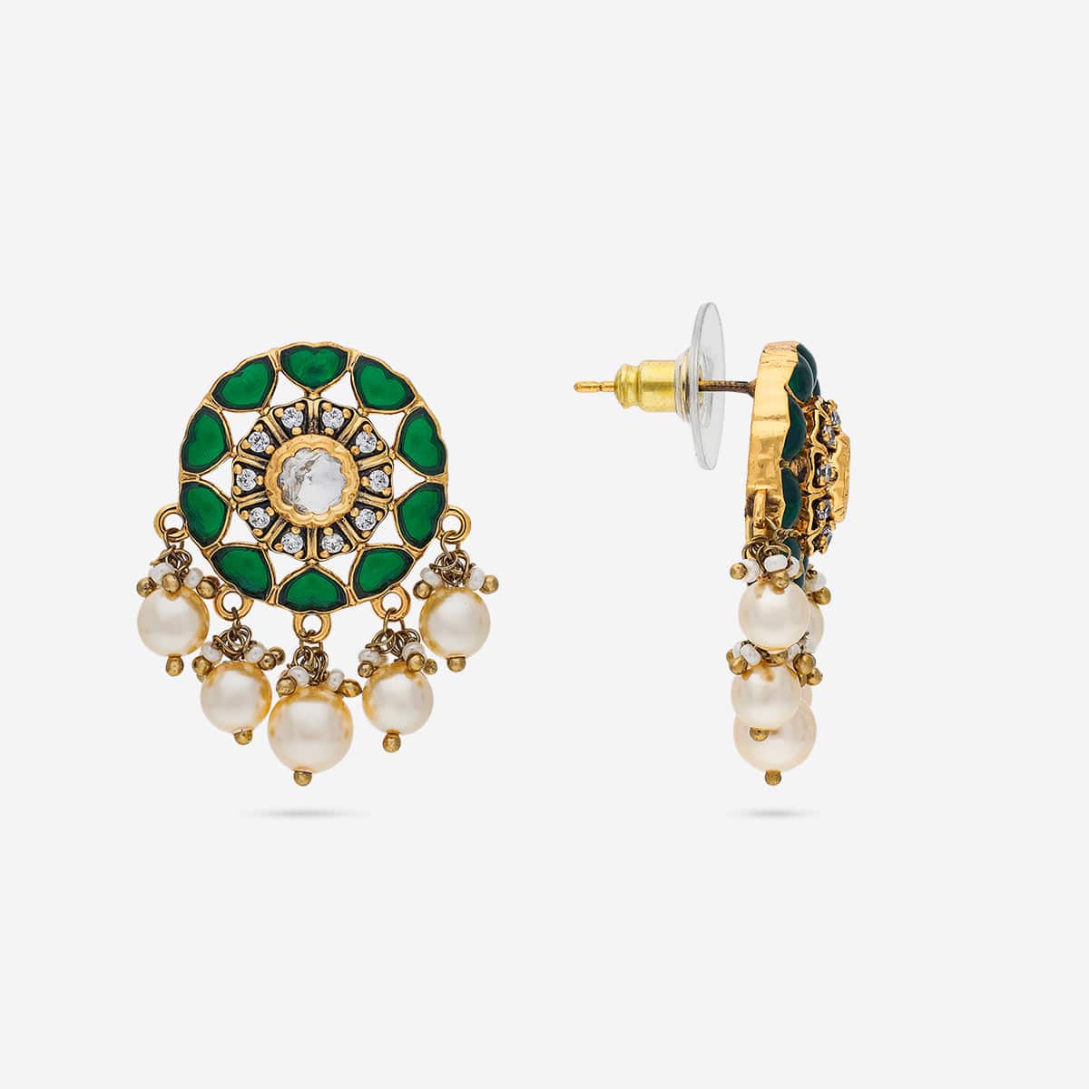 Kundan Polki Necklace Color Green Polish Victorian