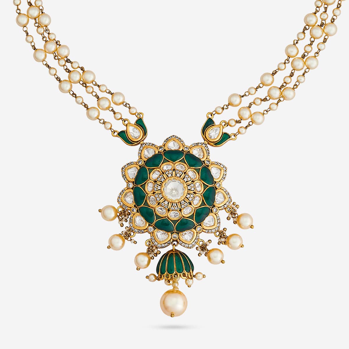 Kundan Polki Necklace Color Green Polish Victorian
