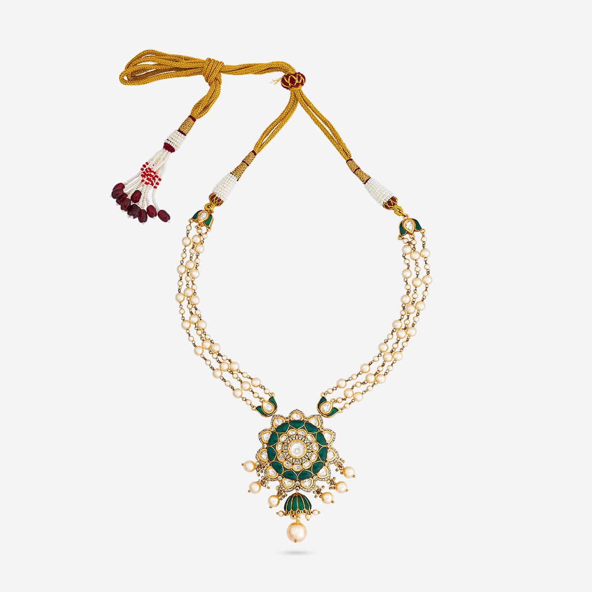 Kundan Polki Necklace Color Green Polish Victorian