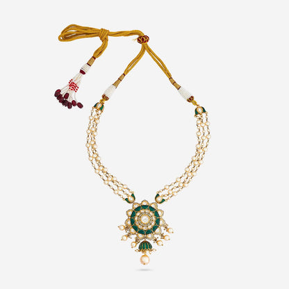 Kundan Polki Necklace Color Green Polish Victorian