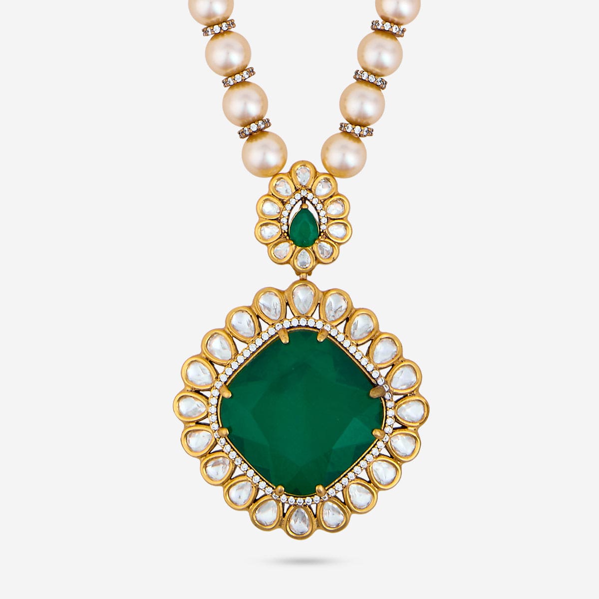 Kundan Polki Necklace Color Green Polish Victorian