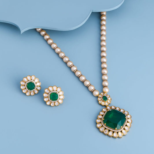 Kundan Polki Necklace Color Green Polish Victorian