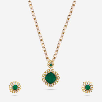 Kundan Polki Necklace Color Green Polish Victorian