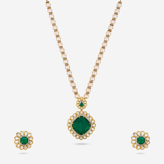 Kundan Polki Necklace Color Green Polish Victorian