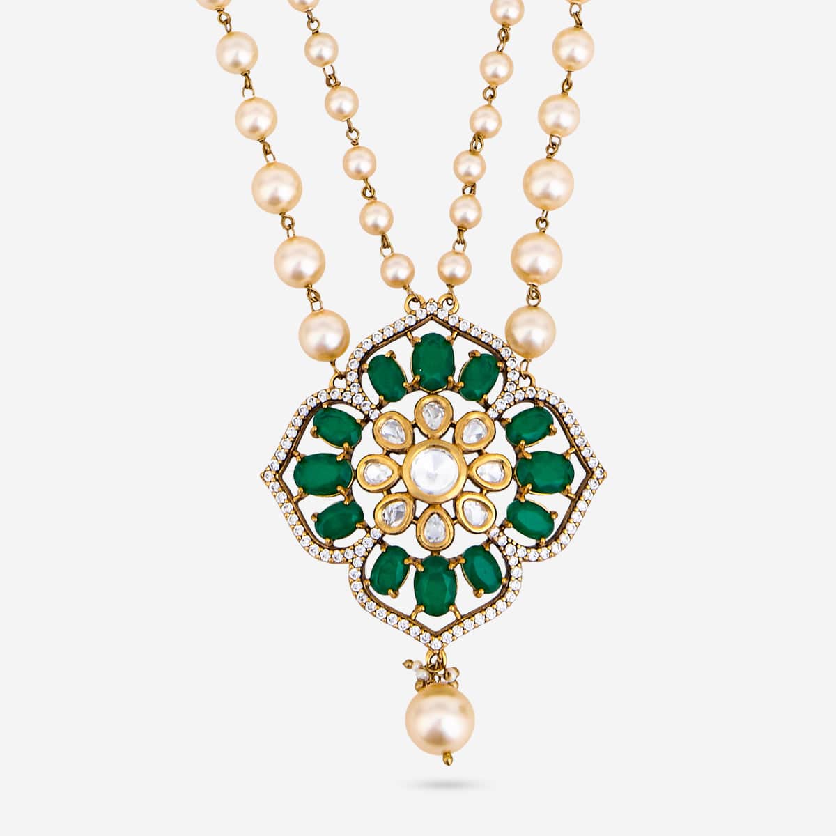 Kundan Polki Necklace Color Green Polish Victorian