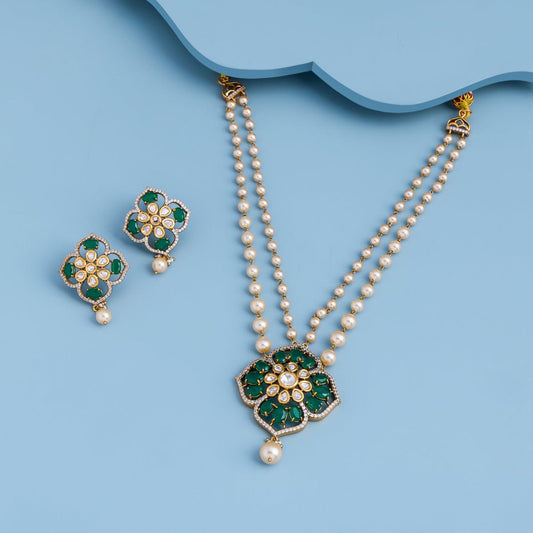 Kundan Polki Necklace Color Green Polish Victorian