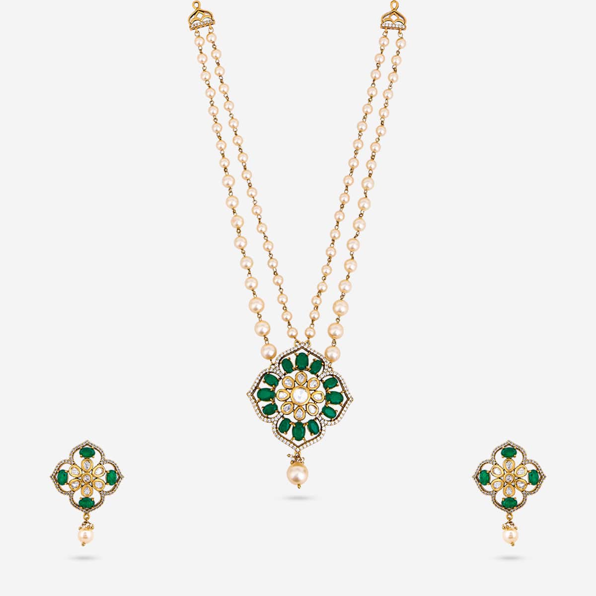 Kundan Polki Necklace Color Green Polish Victorian