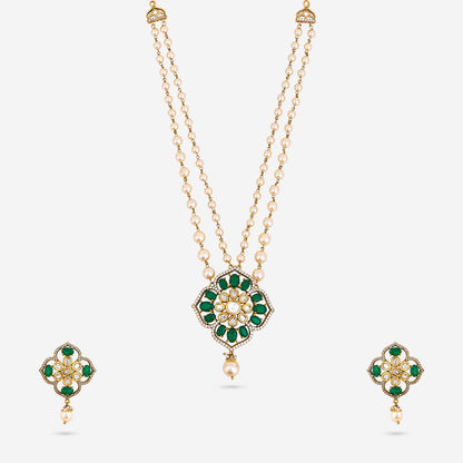Kundan Polki Necklace Color Green Polish Victorian