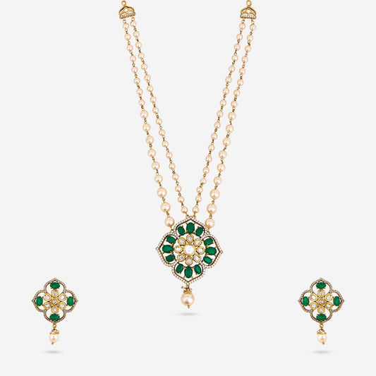 Kundan Polki Necklace Color Green Polish Victorian