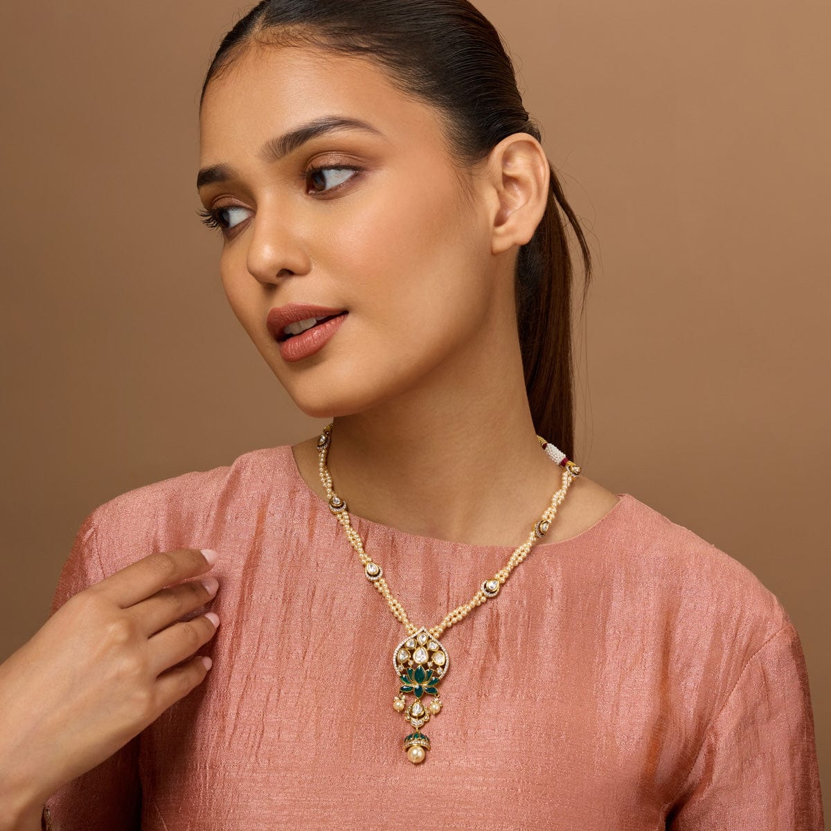 Kundan Polki Necklace Color Green Polish Victorian