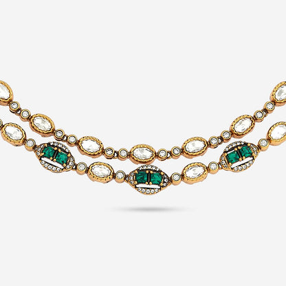 Kundan Polki Necklace Color Green Polish Victorian