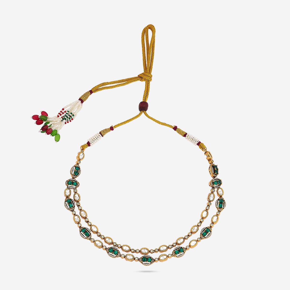 Kundan Polki Necklace Color Green Polish Victorian