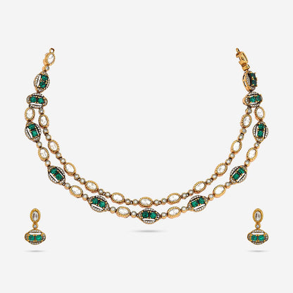 Kundan Polki Necklace Color Green Polish Victorian