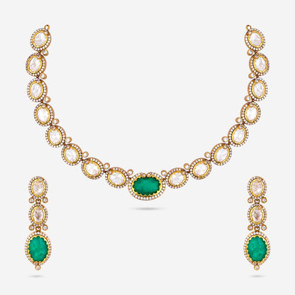 Kundan Polki Necklace Color Green Polish Victorian