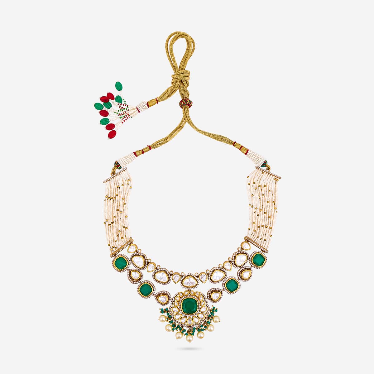Kundan Polki Necklace Color Green Polish Victorian