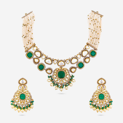 Kundan Polki Necklace Color Green Polish Victorian