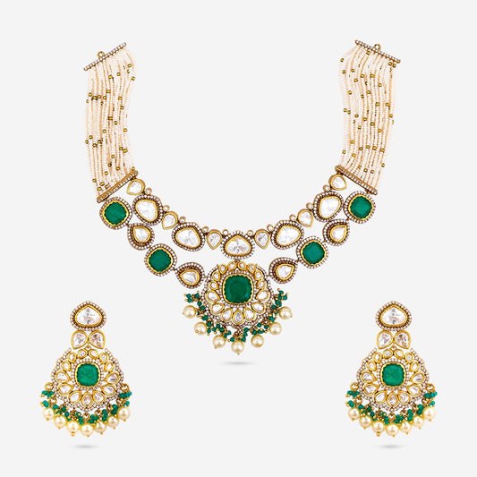 Kundan Polki Necklace Color Green Polish Victorian
