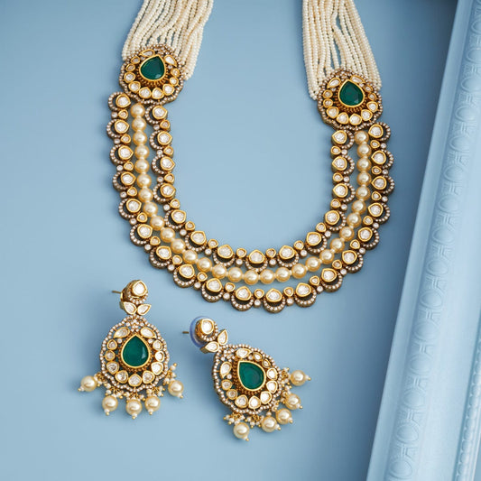 Kundan Polki Necklace Color Green Polish Victorian