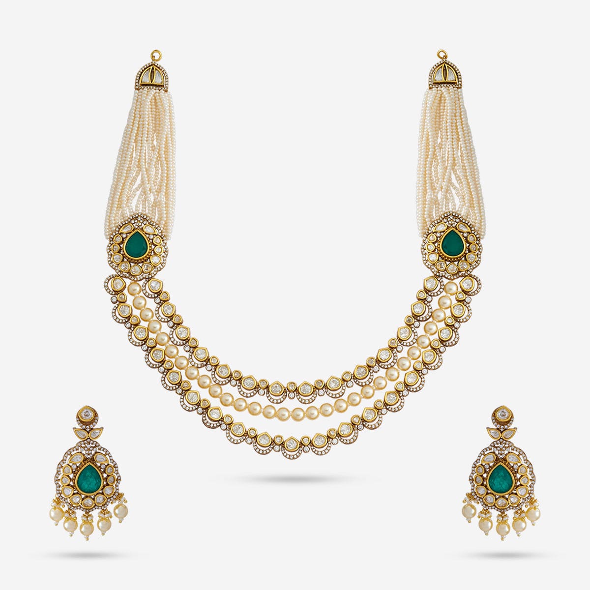 Kundan Polki Necklace Color Green Polish Victorian