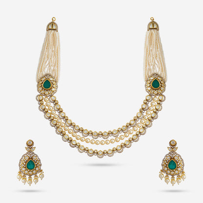 Kundan Polki Necklace Color Green Polish Victorian