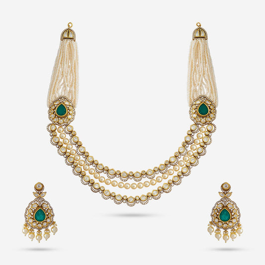 Kundan Polki Necklace Color Green Polish Victorian