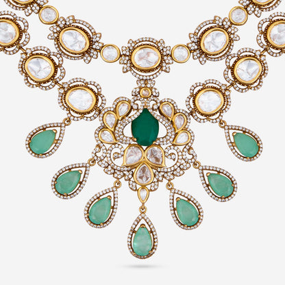 Kundan Polki Necklace Color Green Polish Victorian