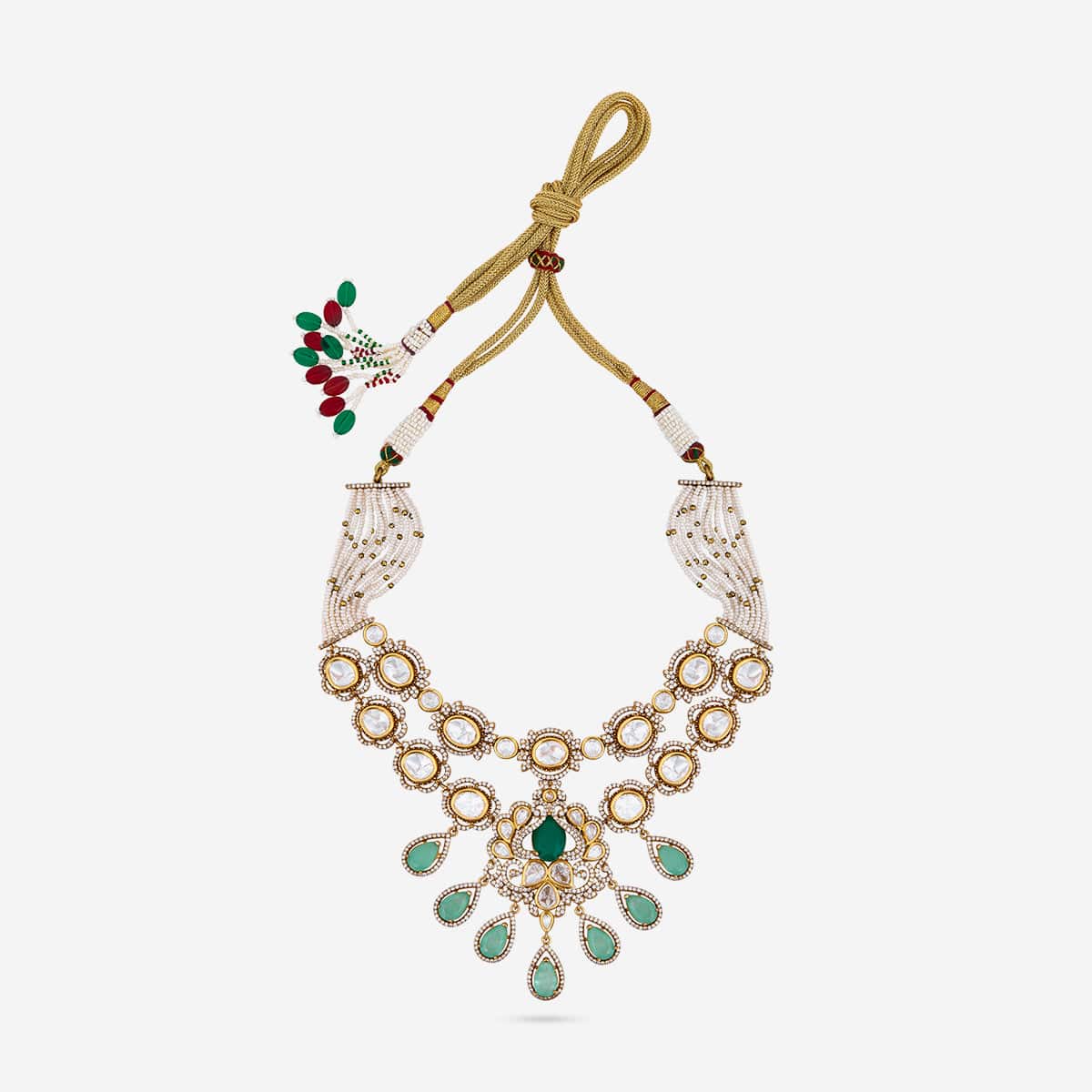 Kundan Polki Necklace Color Green Polish Victorian