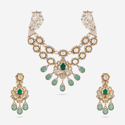 Kundan Polki Necklace Color Green Polish Victorian