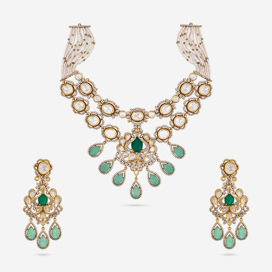 Kundan Polki Necklace Color Green Polish Victorian