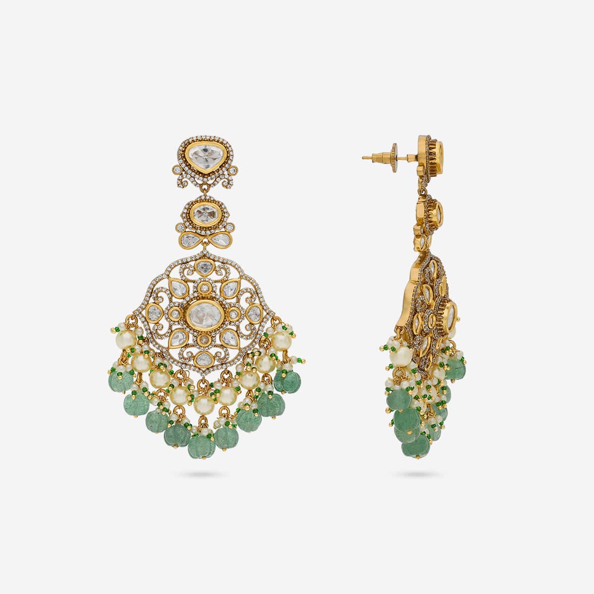 Kundan Polki Necklace Color Green Polish Victorian