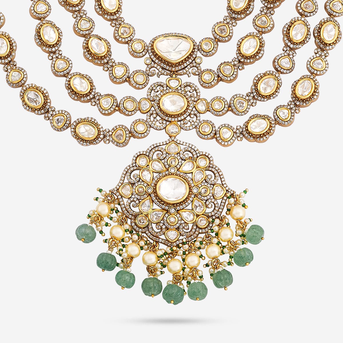 Kundan Polki Necklace Color Green Polish Victorian