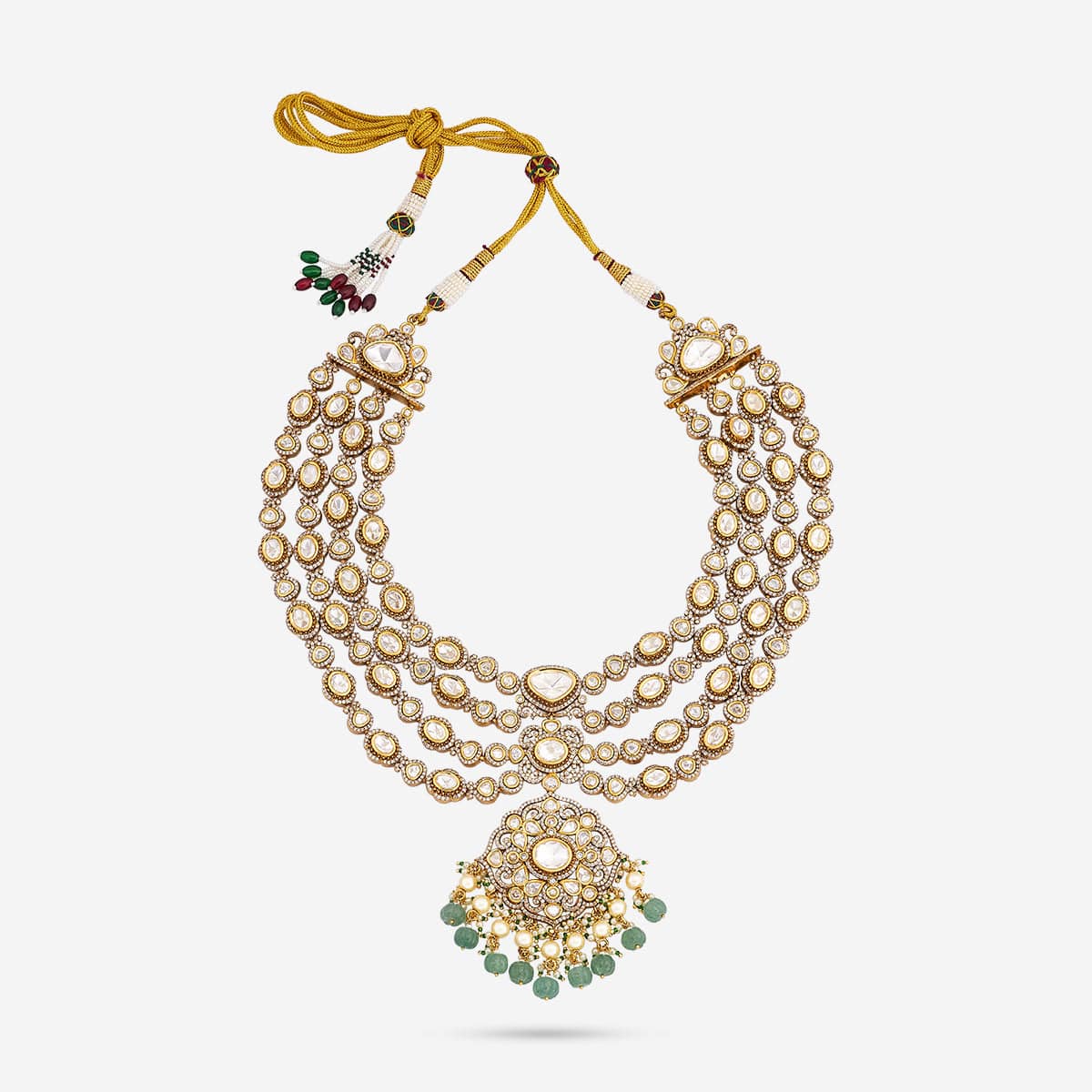 Kundan Polki Necklace Color Green Polish Victorian