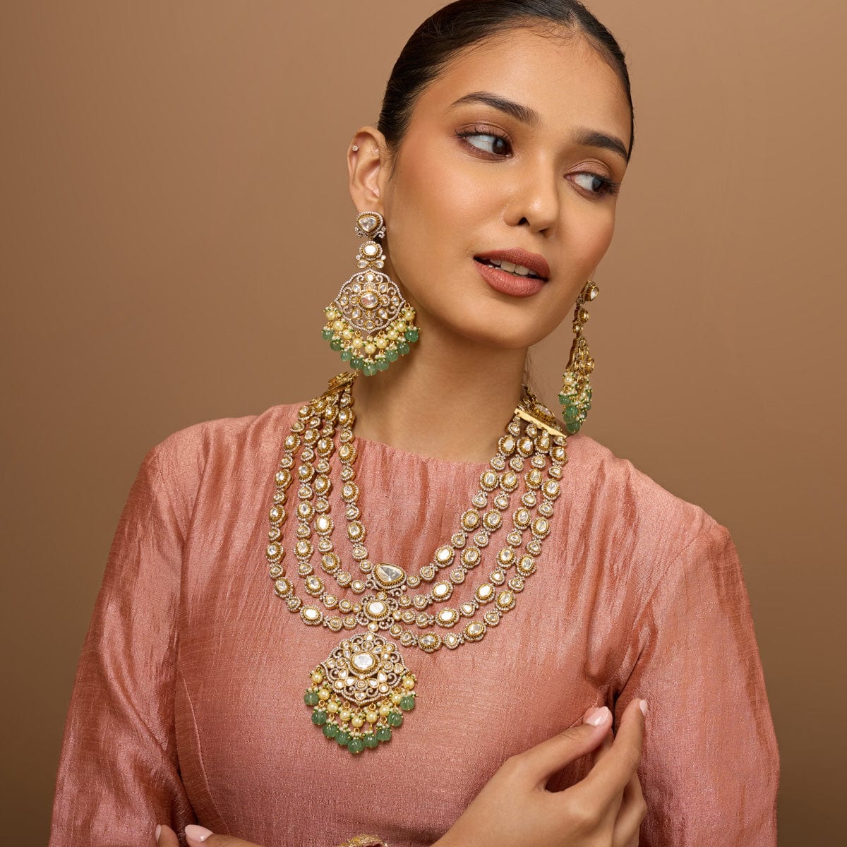 Kundan Polki Necklace Color Green Polish Victorian